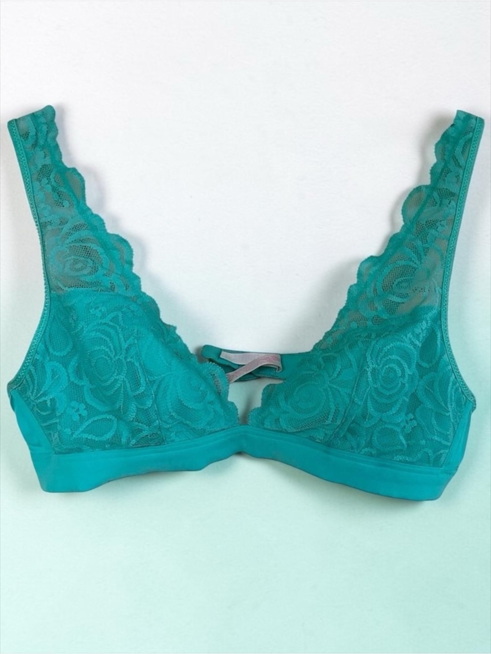 PINK Victoria’s Secret Teal Floral Lace Bralette Medium